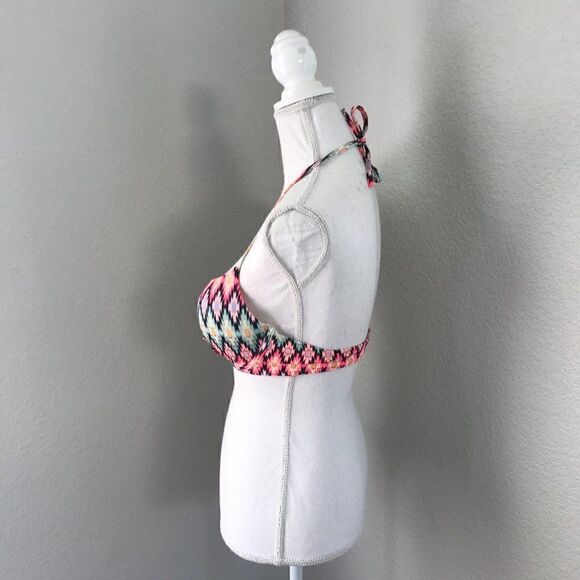 Victoria's Secret Multi Colored Bikini Top Halter Strap 34C - Picture 2 of 8